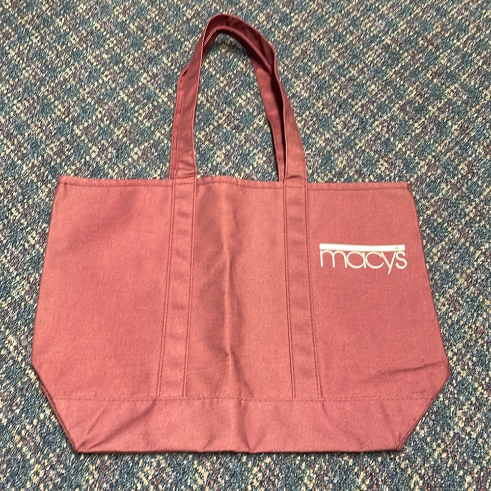 Preloved Vintage Macys Maroon Shopping Bag Tote Shopper